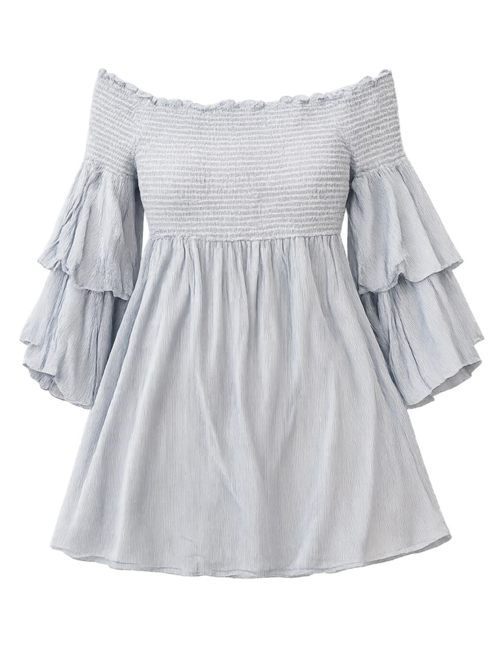 Crown and Ivy blue striped off the shoulder mini dress, large